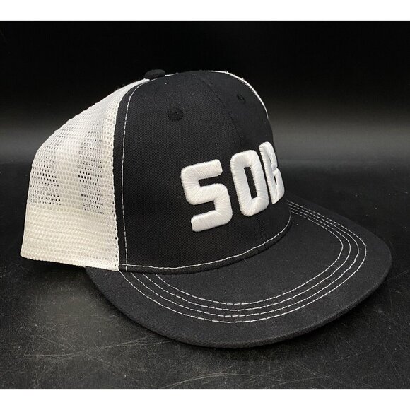 SOB Subaru Of Bend Oregon Snapback Mesh Trucker Hat Black White - Picture 2 of 6